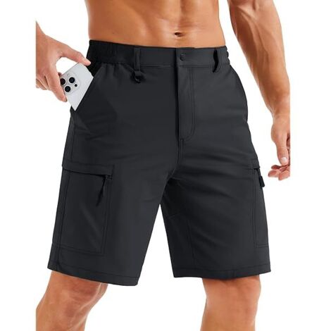 Shorts De Randonnée - 9 Pouces - Tissu Ripstop Nylon 90 % Spandex 10 % - Séchage Rapide Imperméable Respirant - 5 Poches Zippées - Taille Élastique Avec Anneaux D - 1 Pièce