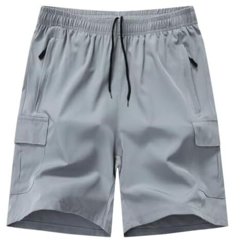 Shorts De Randonnée - Taille Élastique Avec Cordon De Serrage Intérieur - Tissu Rapide Séchage Et Protection UV UPF 50+ - Poches Zippées Et Cargo - Pour Homme - Lot De 1