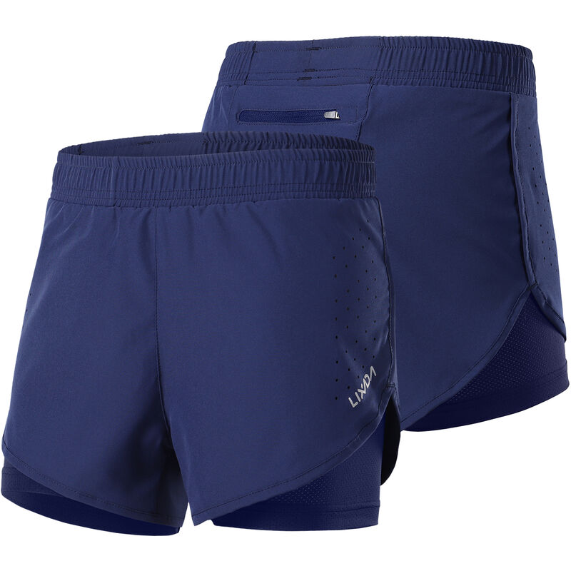 

Pantalones cortos para correr 2 en 1 para mujer, de secado rapido, transpirables, para ejercicios de entrenamiento activo, para correr, pantalones