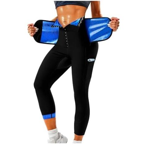 Shorts Sauna - Pour Femme - Tissu Polymère Thermorétente - Compression Abdominale - Bretelles Réglables - Taille Élastique - 1 Pièce