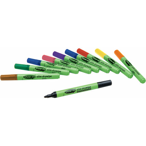 main image of "Show-me Dry Wipe Marker Pens Medium Assorted Colours Pack of 10"