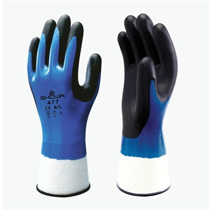477 Black/Blue Cold Resistant Gloves - Size 10 - Showa