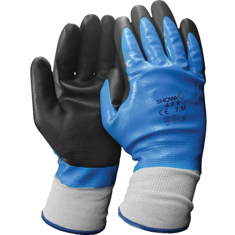 477 Black/Blue Cold Resistant Gloves - Size 9 - White Black Blue - Showa
