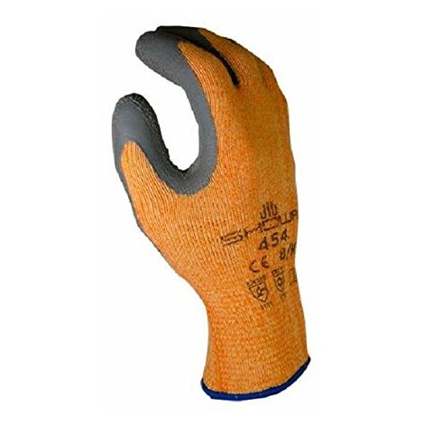 Showa Guanti sho454-m 454 Guanto, taglia: M, colore: arancione/grigio (Confezione da 2)
