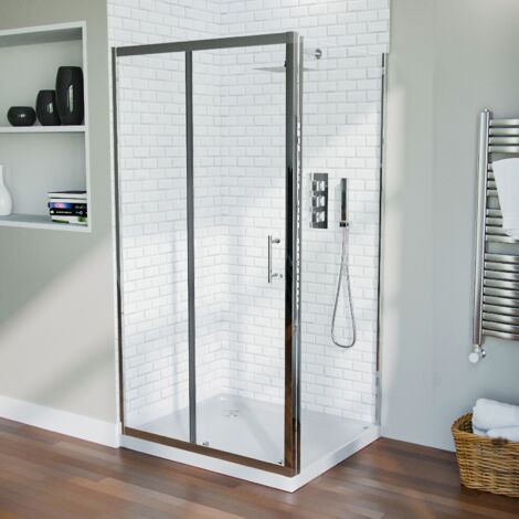 Shower 1000mm Sliding Door with 800 mm Frameless Glass Side Panel Screen