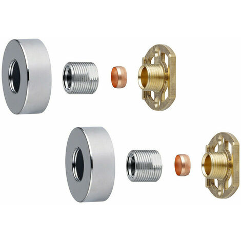 GRAVAHAUS Shower Bar Valve Easy Fast Fix Fitting Kit: Round Chrome Shrouds Fixing Included