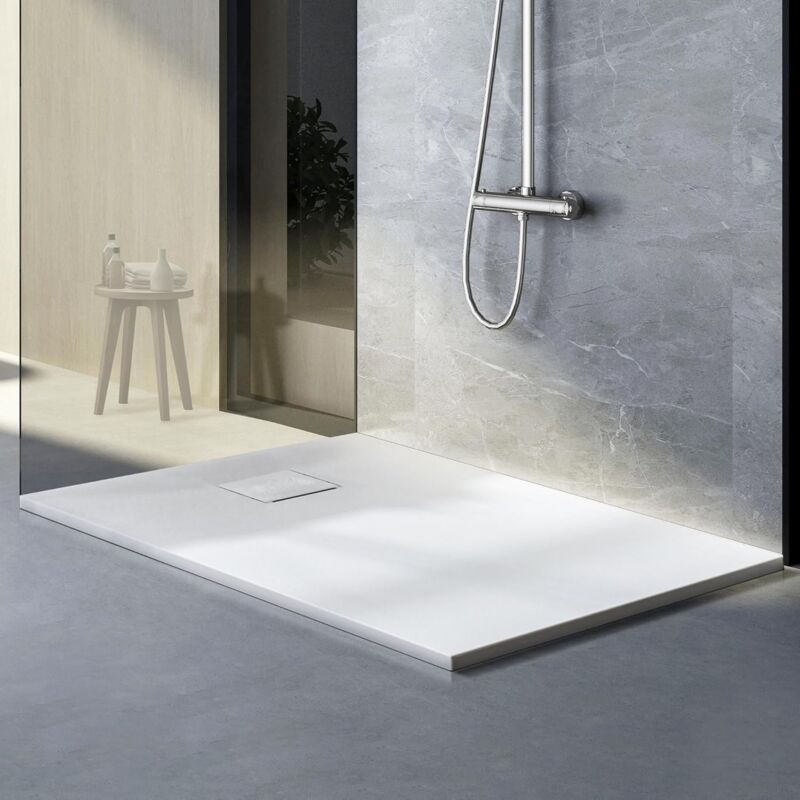 Shower Base with Drain,Bac de douche smc Non-Slip Shower 120 x 70 cm Blanc