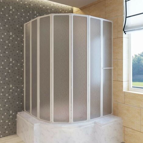 Shower Bath Screen Wall 140 x 168 cm 7 Panels Foldable with Towel Rack VD03705
