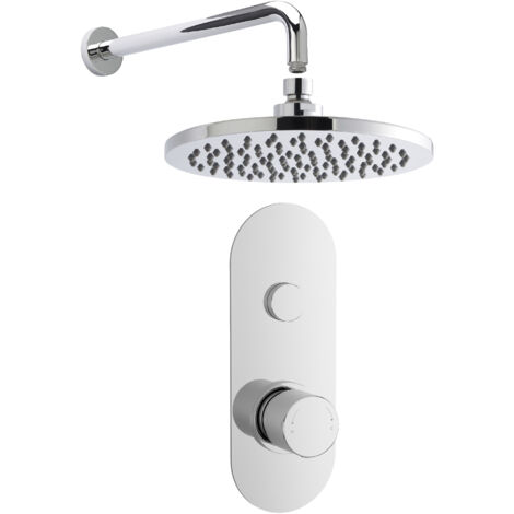 Shower Bundle Concealed Round Push 1 Button Valve, Arm & Head Kit - Chrome Balterley