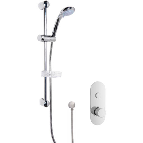 Shower Bundle Concealed Round Push 1 Button Valve & Multi Function Handset Slide Rail Kit - Chrome Balterley