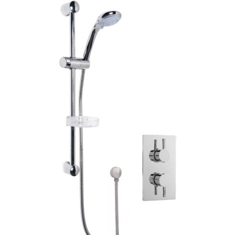 Shower Bundle Concealed Round Twin Valve & Slide Rail Shower Kit - Chrome - Balterley