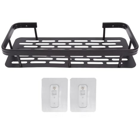 Shower Caddy Single Tier Durable Aluminium Rustproof Sticker Installation Shower Shelf for Bathroom Bedroom Kitchen Black
