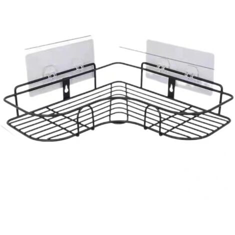 Shower Corner Shelf Without Drilling, Black Bathroom Shelf, Stainless Steel Shower Soap Holder for Bathroom, Bathroom Accessories 8 Adhesive Stickers, Kitchen Storage, 31x23x5