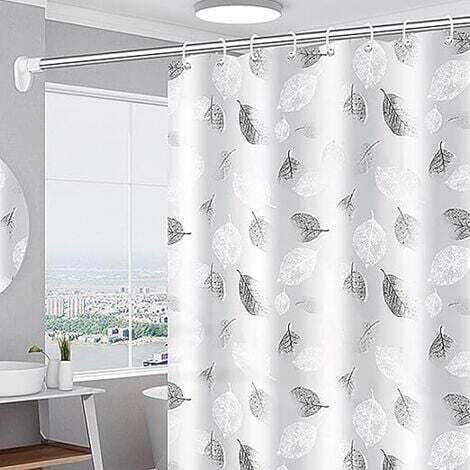 Shower Curtain (180 x 200 cm), Anti-Mold, White, Washable, with 12 Hooks - for Home, Hotel and Bathtub