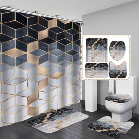 Shower Curtain+Bath Mat Set (Style 3)