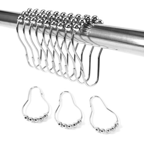Shower Curtain Hooks, Shower Curtain Rings Stainless Steel Sliding Metal Hook 12pcs