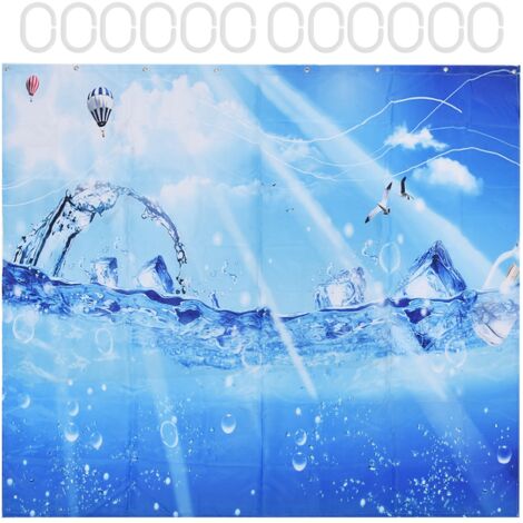 Shower Curtain Polyester Fiber Waterproof Colorful Printing with 12pcs Hook for Home Bathroom180x 200cm