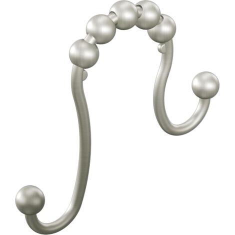 Shower Curtain Rings - Brushed Nickel - With Double Hooks - For Standard Shower Rods - Pack Of 12