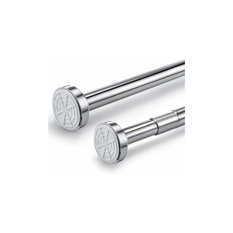 Shower curtain rod 125-220 cm - shower tension rod - without drilling - extendable - stainless steel - cruel