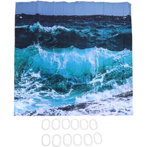 Shower Curtain with 12 Hooks Waterproof Shower Curtain Set for Bathroom Supplies180x180 cm
