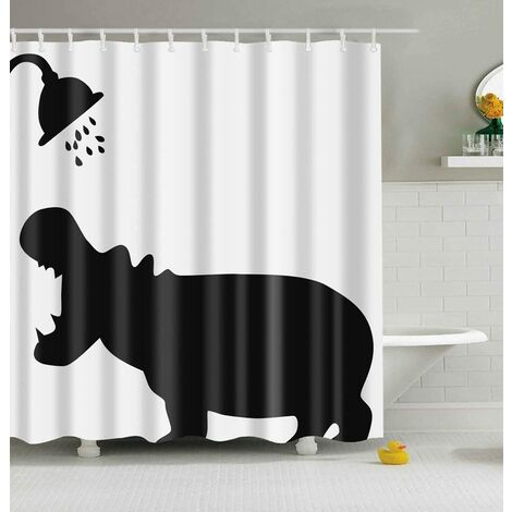 Shower Curtains Eve New Year Decorative Decor Gift Shower Curtains, Polyester Fabric Bathroom Shower Curtain Set with Hooks 72x72 inch (Hippo, 72'' W x 72'' H)
