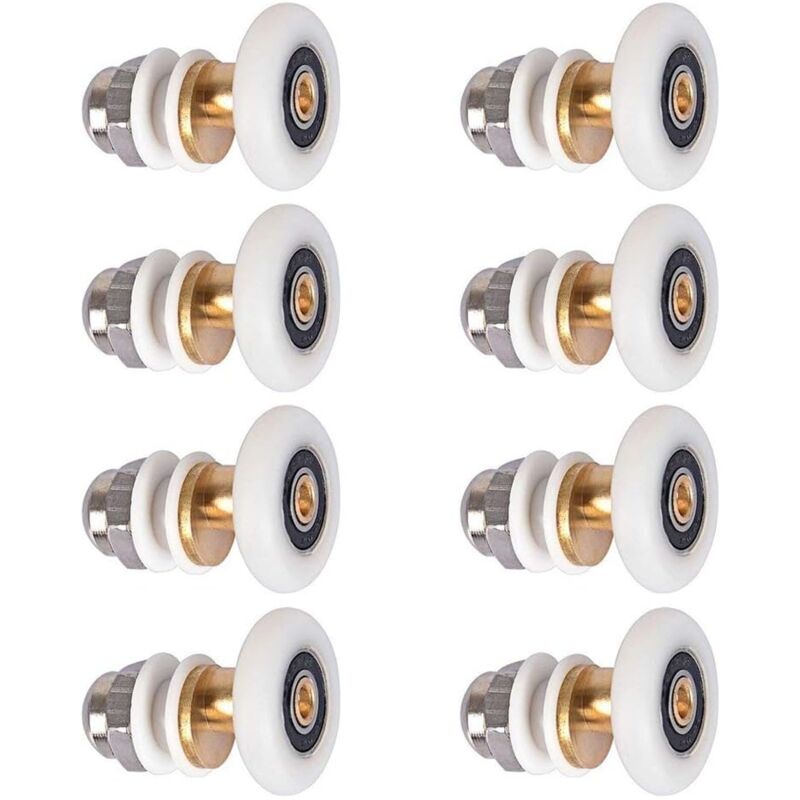 Shower Door Roller, 27 mm Roller Sliding Door Shower Replacement for Roller Kit 8 Pieces