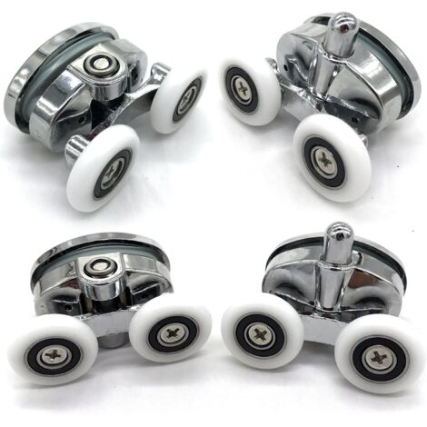 Shower Door Rollers, 4 Pack, Dual Wheel, Oval, Butterfly Shape (23mm) -