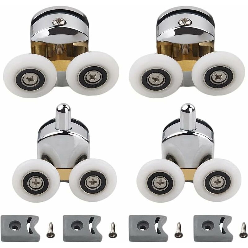 Tinor - Shower Door Rollers, Plastic Door Wheels, for diy 4-6mm Glass, 23mm Diameter (2 Upper Rollers and 2 Lower Rollers) (23MM)