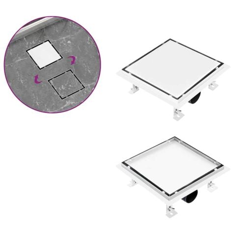Shower Drain With 2-in-1 Flat and Tile Insert Cover 20x20 cm Stainless Steel