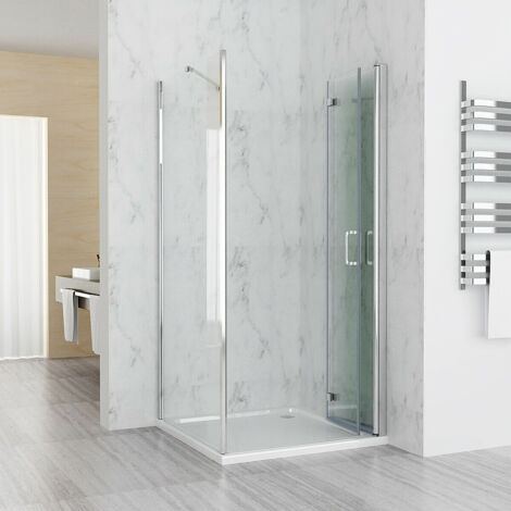 800 x 700 mm Shower Enclosure Cubicle Door with 700 mm Side Panel 6mm Easy Clean Glass Bifold Door - No Tray