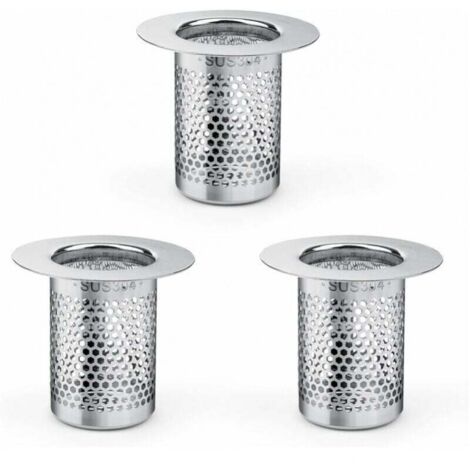 Shower Hair Filter, 3pcs Stainless Steel Shower Hair Filter Kitchen Sink Strainer Balcony 5.5×5cm Bathroom Kitchen Floor Drain Filter MUMU