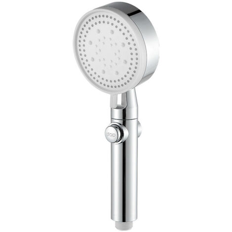 Shower head, anti-limescale shower head, high pressure shower with 4 nozzles, hand shower with switch, water-saving shower head, universal shower head for bathroom