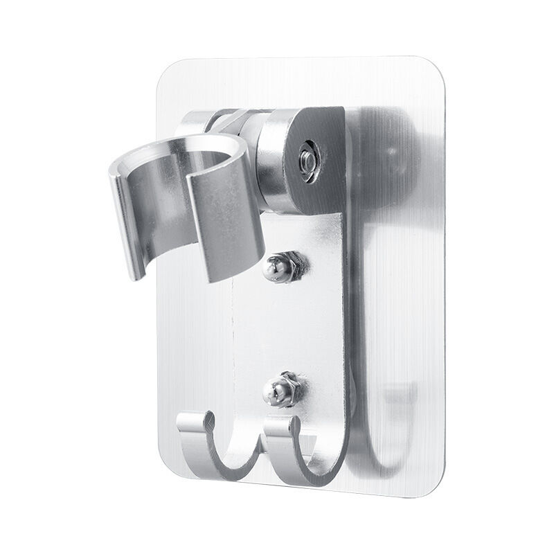 Shower Head Bracket Strong Adhesive Adjustable Shower Rod Bracket with 2 Hooks No Drilling Required