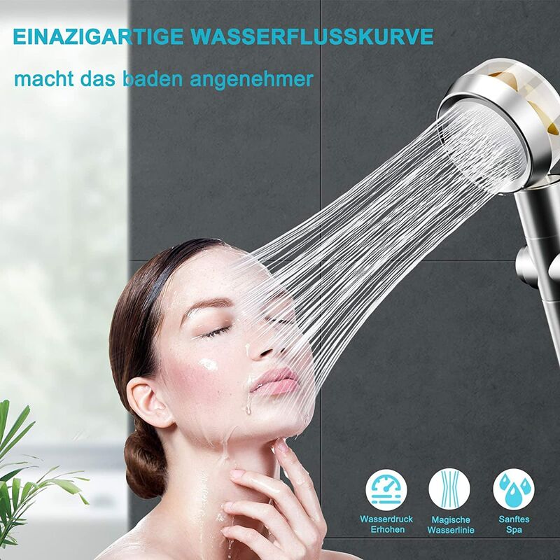 Aougo - Shower Head Hand Shower 360° Rotating High Pressure Shower Head Water Saving Shower Head Pressure Increasing Shower Head with Shower Filter