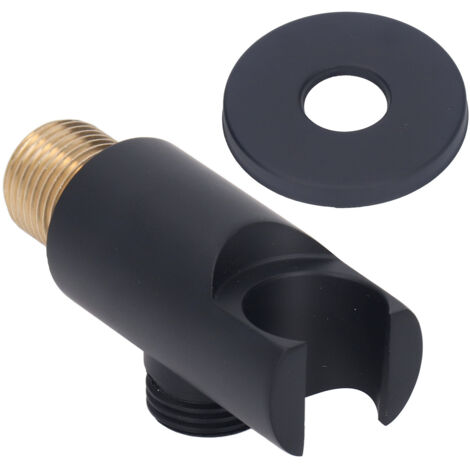 Shower Head Holder Adjustable Copper Handheld Shower Wand Holder for Bathroom Black Round