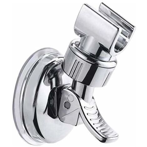 Shower Head Holder, Removable Shower Head Holder with Suction Cup, Drill-Free Shower Head Holder with Polished Chrome Surface for Bathroom