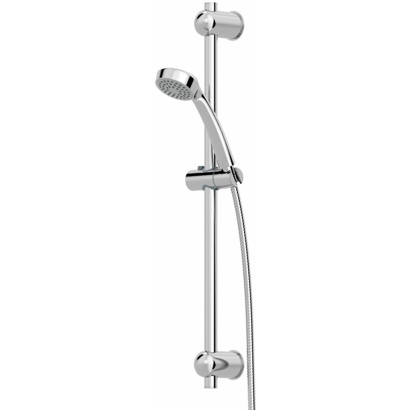 Shower Head Kit Round Chrome Adjustable Riser Rail Handset Bathroom ...