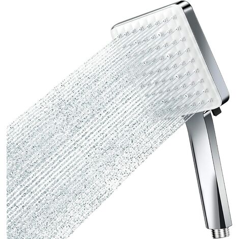 Shower Head, Large Shower Head with 6 Modes, High Pressure Stainless Steel Hand Shower Head for Bath and SPA, Water Saving Shower Head (Without Hose)