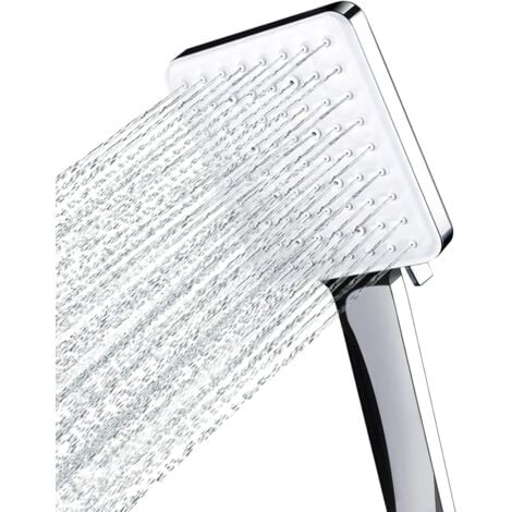 Shower Head, Large Square Shower Head with One-Hand Operation, High Pressure Shower Head with 6 Shower Modes, Chrome