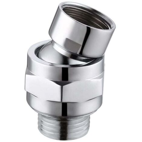 Shower Head Swivel Ball Adapter - Solid Brass Shower Connector, Adjustable Universal Ball Joint Shower Arm Extension Part (Bright Light) MUMU