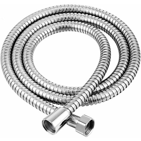 2.0m Stainless Steel Anti-Kink Shower Hose 1/2 BSP Chrome Nuts 2 x Washers Replaces Triton Mira Bristan 