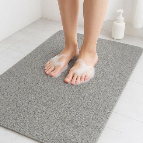 Shower Mat 90x60cm Loofah Bath Mat, Non Slip Anti Mould PVC Long Bath Mat Non Slip Shower Mats for Bathroom Inside Shower(Gray)