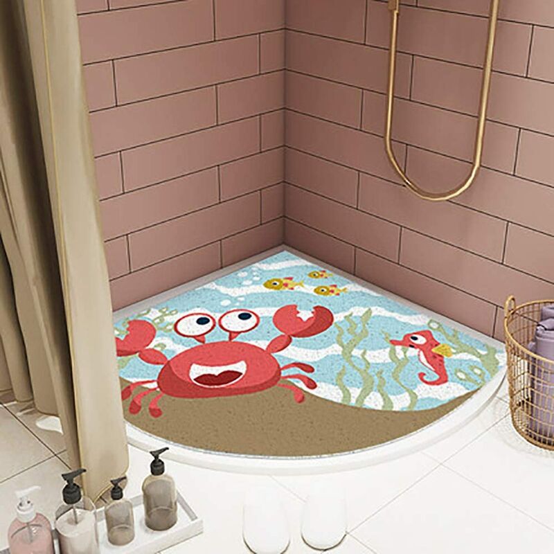 Shower Mat Bathtub Shower Mat Non-Slip Bathtub Mats with Suction Cups and Drainage Holes Triangular Design for Quadrant Shower or Bathtub