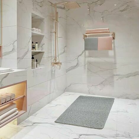 Shower Mat Non Slip Anti Mould PVC Machine Washable Bath Mats for Inside Shower-60 × 40 cm (Gray)