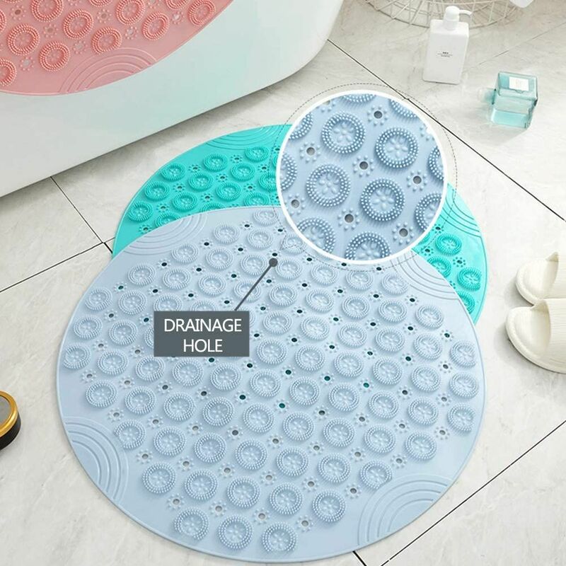 Shower mat Round shower mat pvc bathroom mat Non-slip shower tray insert with suction cups Bathroom shower mat Machine washable 55 x 55 cm