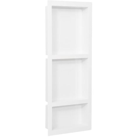 Shower Niche with 3 Compartments High Gloss White 41x99x9 cm vidaXL