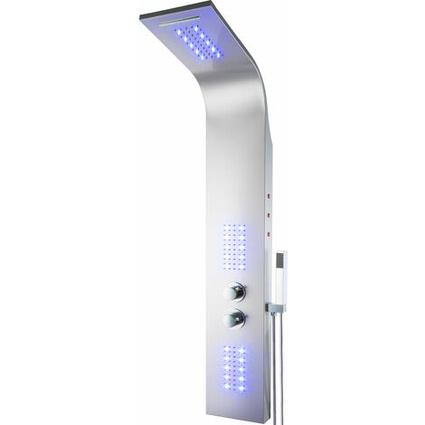 Shower panel, LED Waterfall - shower tower, shower column, shower wall panel - grey