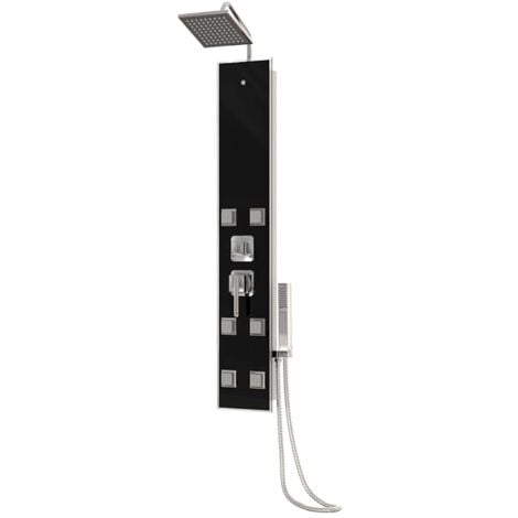 Shower Panel Unit Glass 18x45.5x130 cm Black vidaXL
