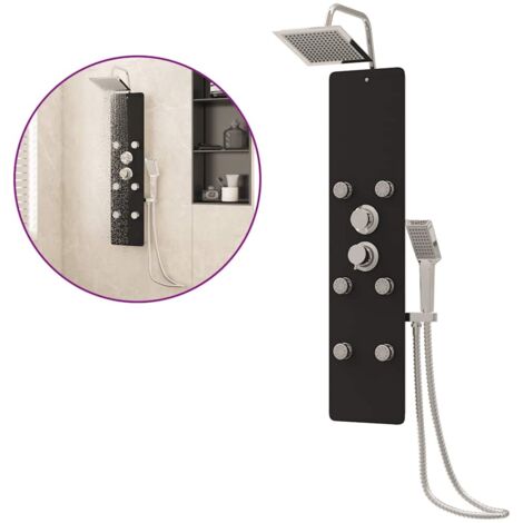 Shower Panel Unit Glass 25x47.5x130 cm Black vidaXL