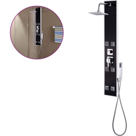 Shower Panel Unit Glass 18x42.1x120 cm Black